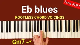 Eb blues - left hand piano voicings (with chord charts)