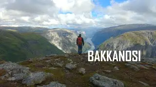 Silent hike to high mountains, with a veiw down to the Fjords