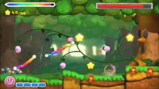 Kirby and the Rainbow Curse - 100% Walkthrough - Level 1-Boss The Forest of Whispy Woods