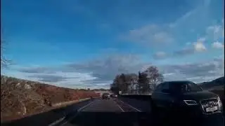 Winter Road Trip Drive With Bagpipes Music On History Visit To Dairsie Fife Scotland