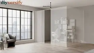 Freestanding L shaped Partition Wall w/ door assembly guide