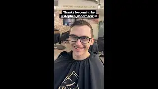 Stephen Nedoroscik gets a haircut at House of Shaves Barbershop
