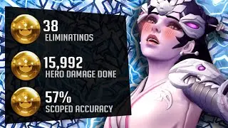 SUREFOUR INSANE WIDOW AND ASHE GAMEPLAY! 38 ELIMS! [ OVERWATCH SEASON 26 TOP 500 ]