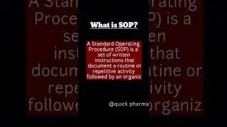 Definition of Standard Operating Procedure (SOP) | b pharmacy | #shorts #youtubeshorts