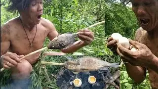 primitive life --New version (Philippines) catching fish end Egg eating delicious.