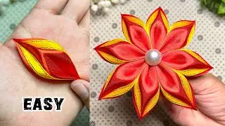 Amazing Ribbon Flower Work - Hand Embroidery Amazing Trick - Easy Flower Making From Satin Ribbon