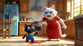 Mother Cat Loves Her Kitten Unfairly 🙀 #catstory #cartoon #smartkitty