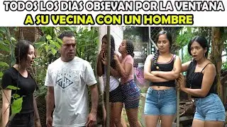 Chicas ven por la ventana como su vecina mete a un hombre a la casa, pero se llevan una sorpresa.