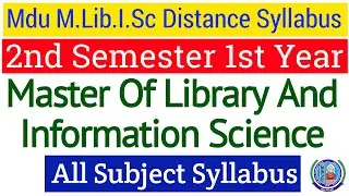 Mdu Distance Master of Library and Information Science 2nd Semester All Subject Syllabus