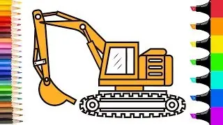 How to draw Excavator heavy machine coloring pages for kids