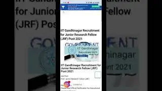 IIT Gandhinagar Recruitment for Junior Research Fellow (JRF) Post 2021