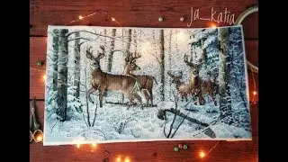 Готовая работа Dimensions 35130, Зима в лесу (Олени, Зимний лес, Woodland Winter)\вышивка крестом