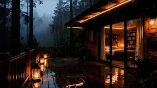 Night Rain on the Roof 🌙 Soft Piano at a Cozy Forest Cabin