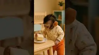 Cute Monkey Enjoy Cake 🎂 🍰🎂# Cake #monkey #cute #trending #youtubeshorts #shorts