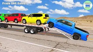 Toyota, Mercedes, трактор и грузовик с платформой против поезда &ndash; BeamNG.drive 431