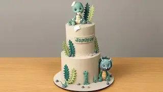 Dinosaur cake design ideas: Easy DIY T-Rex Buttercream and Fondant Cake Tutorial for Birthday Party