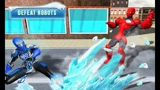 Flame Hero Flying Superhero City Rescue Mission Vs Superhero Frost Man City Rescue Snowstorm Game