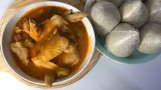 Chicken wings light soup with amorkple/ banku. Very delicious.