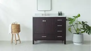 ARIEL Cambridge 42'' Left or Right Offset Single Sink Vanity Cabinet by KitchenSource.com