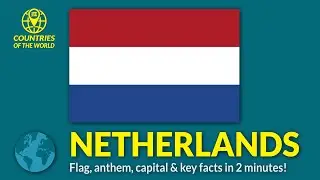 Flag of Netherlands with national anthem, capital city, area, currency info