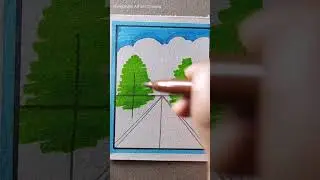 #howtodraw 🌳🌲 #road #scenery #simple #art #painting 🌳🌲