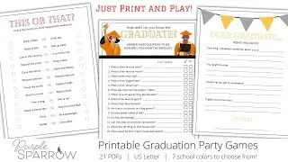 Graduation Party Games  |  21 Printable PDFs  |  US Letter
