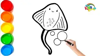 Ray Fish Drawing Coloring for kids | How to Draw Easy Stingray Drawing Painting for toddlers