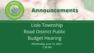 Lisle Township Road District Budget Hearing