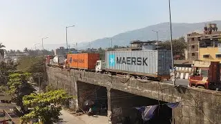 Panvel palaspe..JWC Logistics Park trucks on flyover; bridge likely to collapse