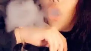 Beautiful Lady Smoking Hookah Shisha Smoke Tricks O Ring