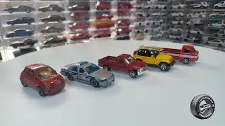 MATCHBOX Moving Parts: 2021 Fiat 500, 2006 Ford Crown Victoria, 1995 chevy C1500, 2016 Jeep Wrangler