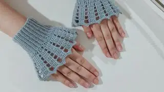 Zarif ve şık örgü kolluk,eldiven yapımı. #crochet #gloves 