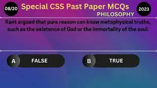 Special CSS 2023 Philosophy Past Paper MCQs with Answers for CSS Aspirants