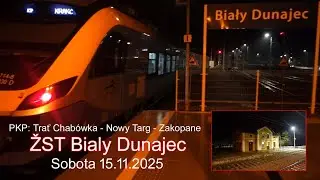 25.11.15 Vlaky ve stanici Bialy Dunajec na trati Chabówka - Nowy Targ - Zakopane