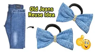 Beautiful Hair band using old Jeans / How to make hair band / Diy hair band / Beautiful Hair bow 