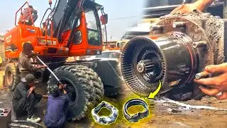 Young Guys Efficiently Repair Doosan Excavator 140WV Hub Cross Axle | Complete Process