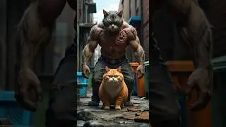 Weak cat became super muscle #cat #funny #animals #kitten #meow #daddymeow #cartoon #catlover #3