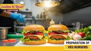 Cloud Kitchen Style Veg Burger Recipe | Laddoo Ki Rasoi 🍔 | Street Style Taste
