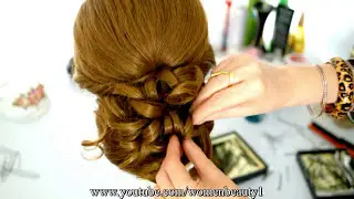 Wedding prom updo, hairstyle for long hair, tutorial