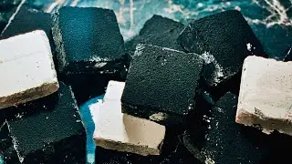 IRON OXIDE BLACK SOFT CHALK & FRESH GYM CHALK BLOCK ASMR | Crunchy, Crumbly, Satisfying Sounds | 🤍🖤