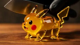 Asmr Ai Cutting a Crystal Glass Pikachu &ndash; ASMR Macro Art 