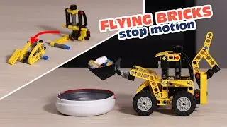 Flying LEGO Backhoe Loader Transformation | Stop Motion Build