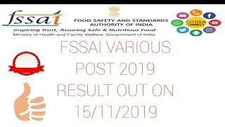 FSSAI Various Post 2019 Result