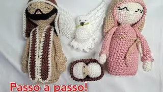 espírito santo (pomba branca) menino Jesus,  presépio e manjedoura croche,  amigurumi.  passoa passo
