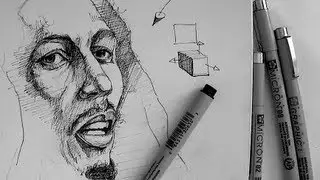 Pen & Ink Drawing Tutorials | How to draw a realistic portrait of Bob Marley