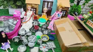Barbie girl New steel kitchen set unboxing and review/barbie show videos Tamil