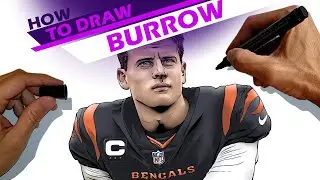Joe Burrow, quarterback of the Cincinnati Bengals - How to draw