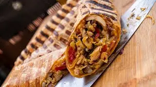 Asia-Tortilla-Wrap mit Hähnchen . Einfach&Lecker vom Santos s 518 Gasgrill.  Santos Plancha
