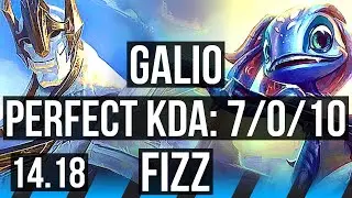 GALIO vs FIZZ (MID) | 7/0/10, Godlike | NA Master | 14.18