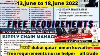 #Free requirements job and restaurant job Kuwait saudi Oman Dubai all jobs विदेश कैसे जा सकते हैं